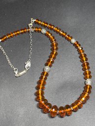 Amber Sterling Silver Necklace