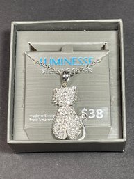 Sterling Silver Seated Cat Pendant On Sterling Chain In Box