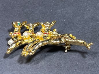 Triple Reindeer Brooch