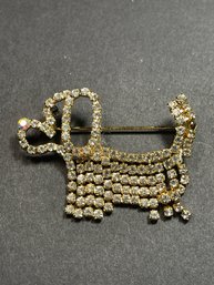 Rhinestone Dog Brooch