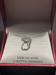 Sterling Silver Diamond Cat Pendant Necklace