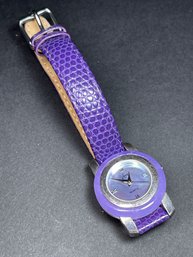 Sterling Silver Purple Leather Aria Ladies Wristwatch Amethyst