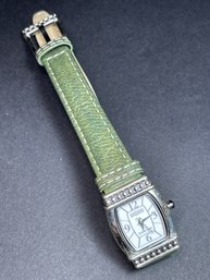 Sterling Silver Ecclissi Ladies Wristwatch Olive Green Leather