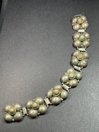 Vintage Mexican Silver Bracelet W Stones (missing Clasp)