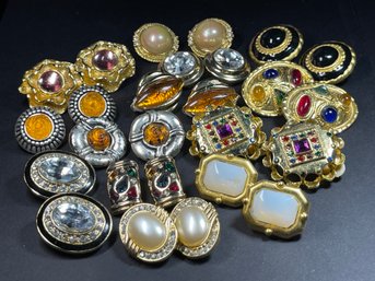 Lot 13 Pair 1980s Clip Earrings