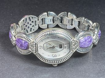 Heavy Sterling Silver Ecclissi Sterling Silver Amethyst Bracelet Watch