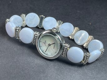 White Agate Aria Sterling Silver Bracelet Wristwatch