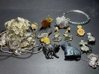 Lot Misc Jewelry Costume Mostly Animal Themed