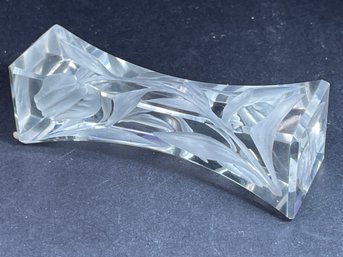 Antique Intaglio Cut Glass Knife Rest W Tulips