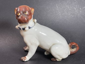 Antique Staffordshire Pug Dog With Collar 1850s