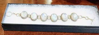 Vintage Sterling Silver & Moonstone Bracelet