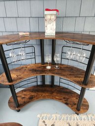 Curved Bar. Wood Top With Metal Frame.