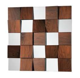 Original Renwil Westside Walnut Brown Decorative Square Wall Mirror 36'