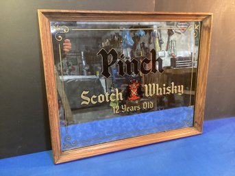 Super Nice, Pinch Scotch  Whiskey 12 Years Old Mirror, In Oak Frame Great Shape