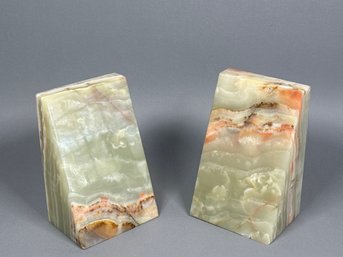 Beautiful Vintage Green Onyx Book Ends