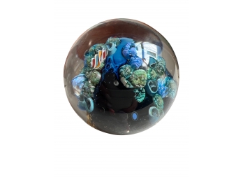 Sea Urchin Art Glass Paperweight - Signed And Dated