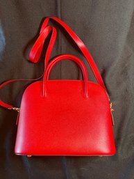 Authenticated Celine Red Leather Handbag