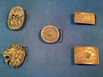 5 Belt Buckles In Great Shape. Just Need The Leather Strap.
