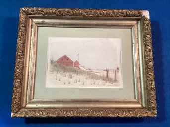 Orignal Watercolor Of Amagansett Beach With Provenance On Back, 1904 ?