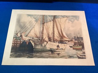 Vintage Llithograph In Great Shape By Well Listed Artist (Gordon Grant) Signed