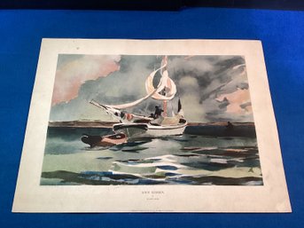 Vintage Lithograph By Well Listed Artist, (Winslow Homer), Very Good Shape