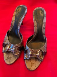 Gucci High Heel Open Toe Slide Size 6.5B