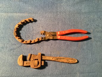 Chain Pipe Wrench Cutter, As Well As Straight Jaw , 10 Inch, Pipe Wrench, All In Great Working Shape