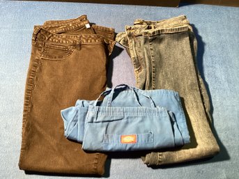 3 Pairs Of Womens Pants, Two Pair Jeans, One Pair Scrub Scrubs