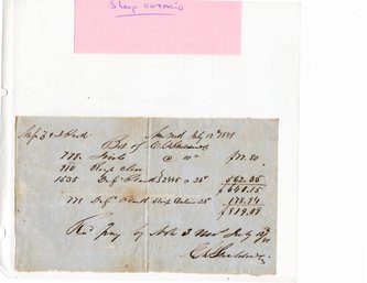 1848  RECIEPT FOR WORK DONE ON THE SLOOP ONTARIO