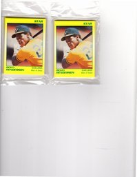 2 UNOPENEND PACKAGES OF RICKY HENDERSON BASEBALL CARDS- OAKLAND MAN OF STEEL