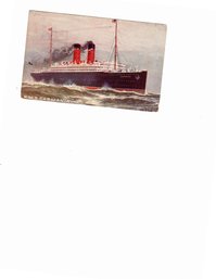 1913 PICTURE POSTCARD OF THE R.M.S. CARMANIA - LIVERPOOL TO NY