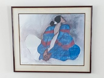 Lithograph Signed R.C.Gorman - 'Woman With Blue Blanket'