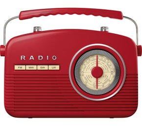 New In Box Intertek RETRO Portable AM/FM Radio In Red