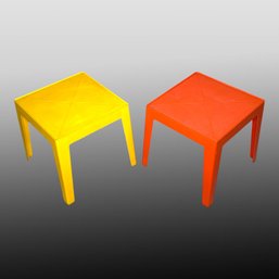 Pair Of Yellow & Orange Cheinco Side Tables