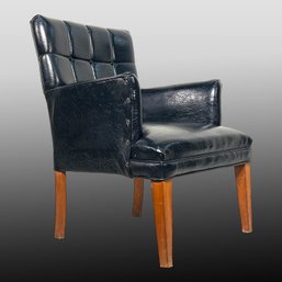 Vintage Black Naugahyde Arm Chair