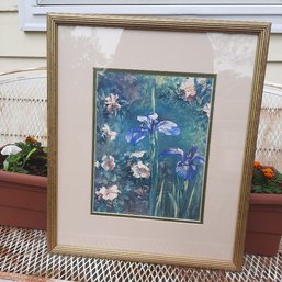 #145 - 16' X 19' Gold Framed Print Of Wild Roses And Irises By John LaFarge (1835-1910) As Seen In The Metropo
