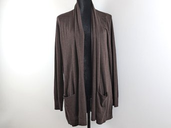 Talbots Long Brown Cardigan W/ Shawl Collar