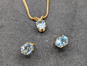 Blue Topaz Pendant And Earrings