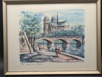 Pair Of Framed Mid Century Paris Prints By Arno