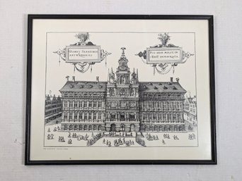 16th. Century Etching: Het Stadhuis, Antwerpen (The Town Hall, Antwerp)