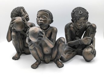 3 Hand Carved African Sculptures
