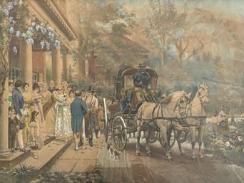 Edward Lamson Henry, A Virginia Wedding, Hand-Colored Signed Lithograph, 1890