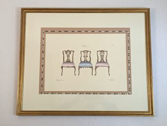 Framed Hand-colored Plate Etching