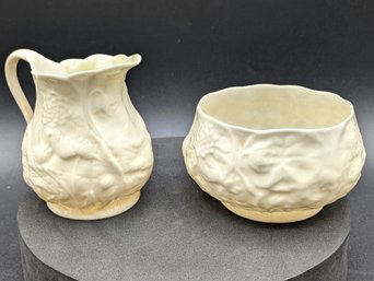 Unusual Porcelain Creamer And Sugar Bowl From Ireland