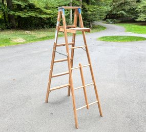 Sturdy Blue Ribbon Wooden Stepladder