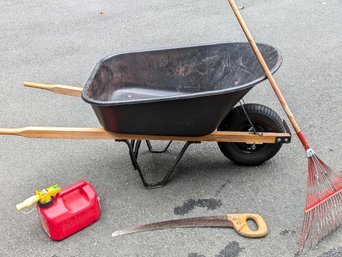 Handyman Special: Wheelbarrow, Rake, Saw