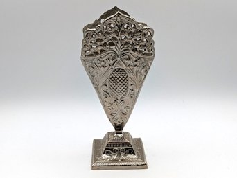 Vintage Art Deco Metal Fan Vase