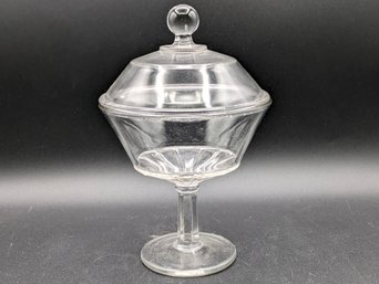 Antique Glass Compote With Lid
