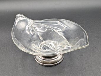 Vintage Divided Glass Dish With Foot