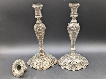 Pair Of Ornate 800 Silver Candlesticks